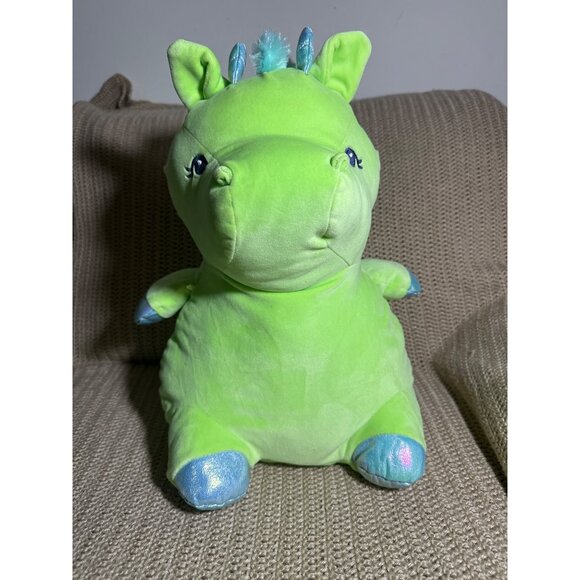 Green Dragon Plush Toy By Animal Adventure 2022 Soft Metallic Wings & Hooves - Picture 1 of 8